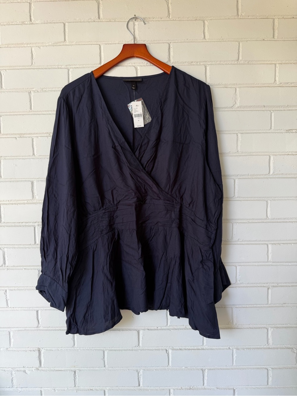 NWT Lane Bryant Navy Blue V-Neck Wrap Blouse - Plus Size